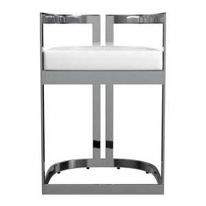 Butler Specialty Clarence Modern Faux Leather Counter Stool With Sturdy Iron Frame For Stylish Kitchen Seating White Stainless Steel,Plyboard,Foam,Faux Leather 5783220-butler