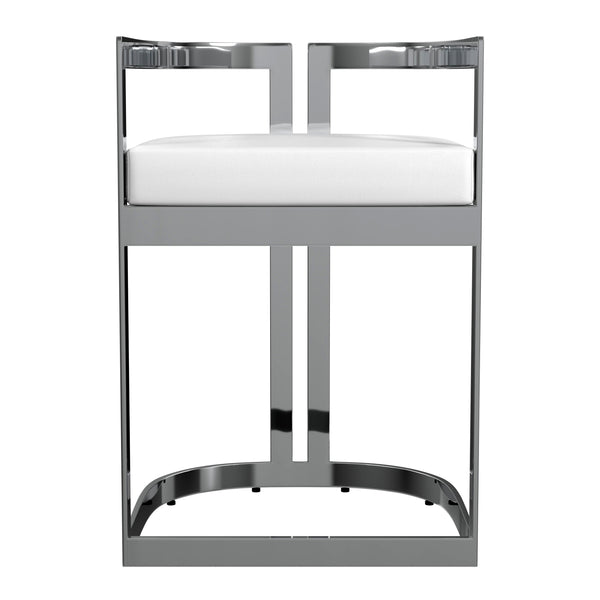 Butler Specialty Clarence Modern Faux Leather Counter Stool With Sturdy Iron Frame For Stylish Kitchen Seating White Stainless Steel,Plyboard,Foam,Faux Leather 5783220-butler