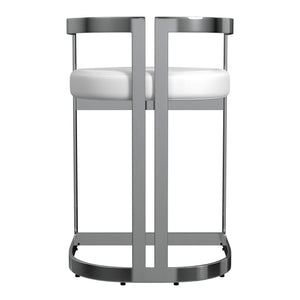 Butler Specialty Clarence Modern Faux Leather Counter Stool With Sturdy Iron Frame For Stylish Kitchen Seating White Stainless Steel,Plyboard,Foam,Faux Leather 5783220-butler