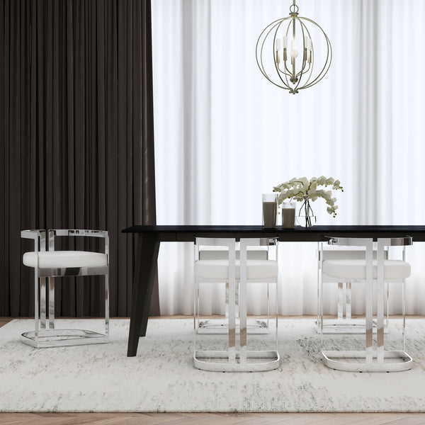 Butler Specialty Clarence Modern Faux Leather Counter Stool With Sturdy Iron Frame For Stylish Kitchen Seating White Stainless Steel,Plyboard,Foam,Faux Leather 5783220-butler