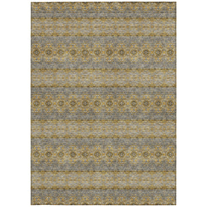 Homeroots 3' Inviting Gold Gray Silver Floral Medallion Washable Area Rug For Indoor Outdoor Spaces 3' X 5' Polyester 578322