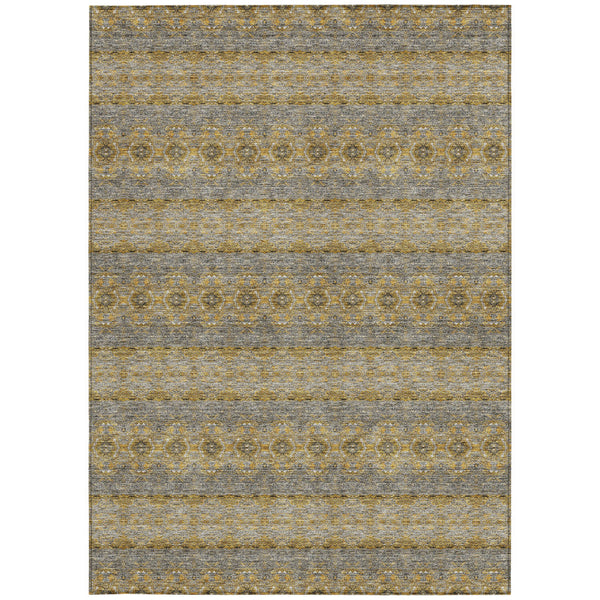 Homeroots 3' Inviting Gold Gray Silver Floral Medallion Washable Area Rug For Indoor Outdoor Spaces 3' X 5' Polyester 578322