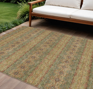 Homeroots 3' Inviting Gold Gray Silver Floral Medallion Washable Area Rug For Indoor Outdoor Spaces 8' X 10' Polyester 578331