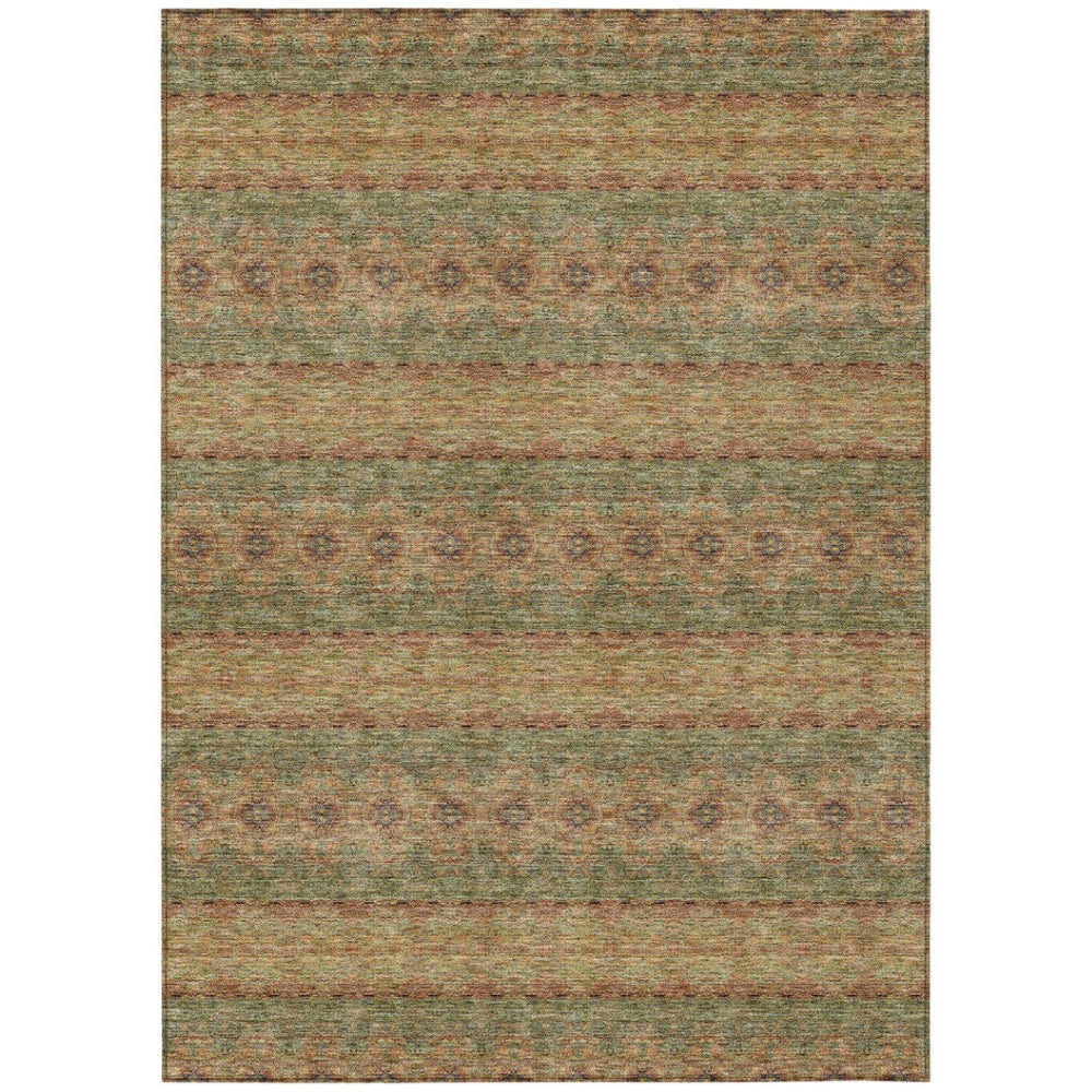 HomeRoots 5' Floral Medallion Area Rug in Artichoke & Olive Green – Durable, Washable for Indoor & Outdoor Use 8' X 10' 578331