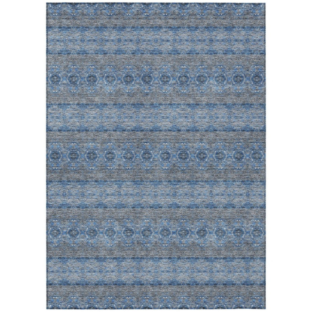 HomeRoots 9' Navy Blue and Sky Blue Floral Medallion Area Rug – Durable, Washable, Stylish for Indoor/Outdoor Use 9' X 12' 578338