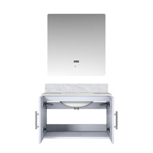 English Elm Glossy White Bath Vanity Set With Carrara Marble Top & Led Mirror For Modern Bathroom Makeover B2731S00664