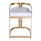 Clarence Faux Leather & Metal Low Back Dining Height Stool 5783402 White Butler Specialty