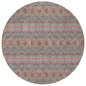 Homeroots 3' Inviting Gold Gray Silver Floral Medallion Washable Area Rug For Indoor Outdoor Spaces 8' Round Polyester 578342