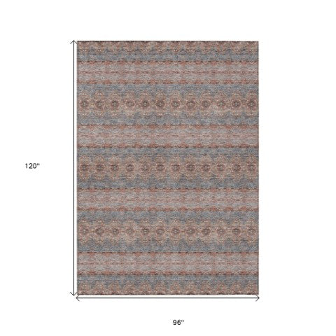 Homeroots 3' Inviting Gold Gray Silver Floral Medallion Washable Area Rug For Indoor Outdoor Spaces 8' X 10' Polyester 578343