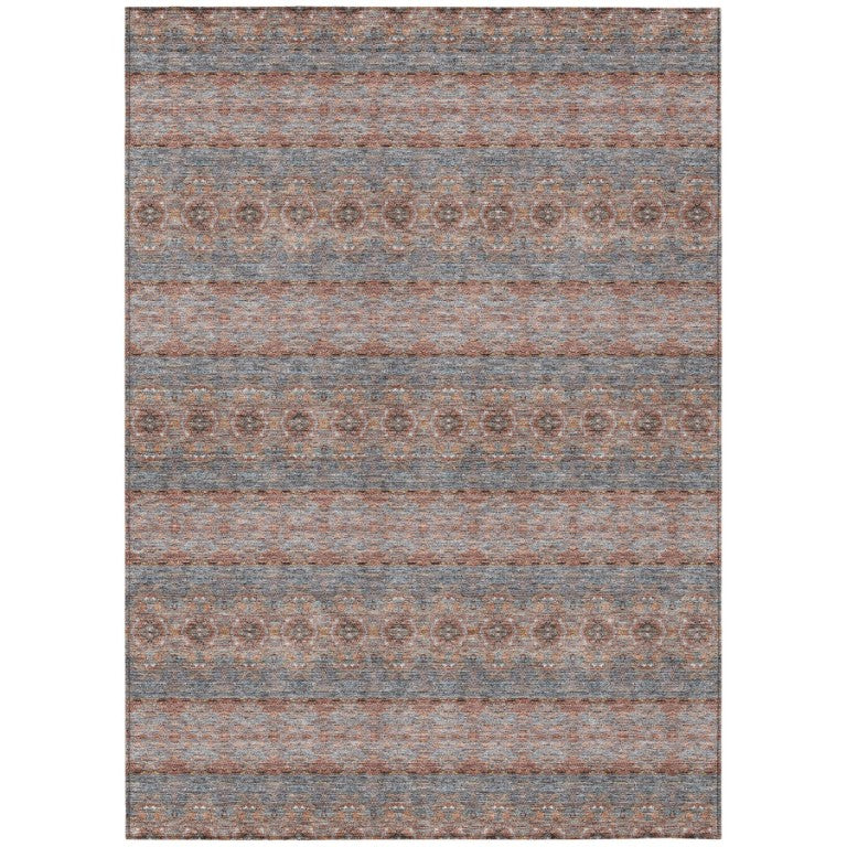HomeRoots 9x12 Floral Medallion Indoor Outdoor Rug Washable Polyester Woven Patio Living Room 578344