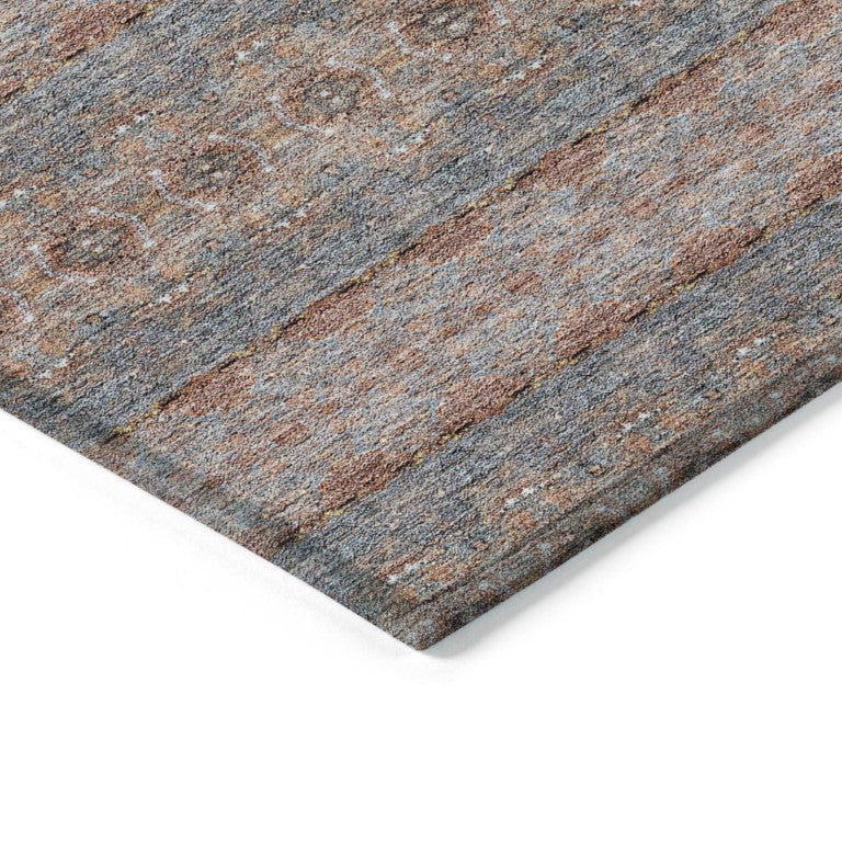 HomeRoots 9x12 Floral Medallion Indoor Outdoor Rug Washable Polyester Woven Patio Living Room 578344