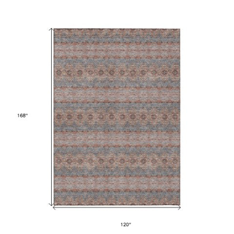 Homeroots 3' Inviting Gold Gray Silver Floral Medallion Washable Area Rug For Indoor Outdoor Spaces 10' X 14' Polyester 578345