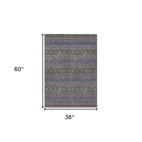 Homeroots 3' Inviting Gold Gray Silver Floral Medallion Washable Area Rug For Indoor Outdoor Spaces 3' X 5' Polyester 578346