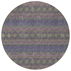 Homeroots 3' Inviting Gold Gray Silver Floral Medallion Washable Area Rug For Indoor Outdoor Spaces 8' Round Polyester 578348