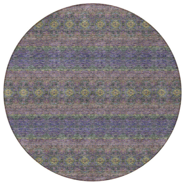 Homeroots 3' Inviting Gold Gray Silver Floral Medallion Washable Area Rug For Indoor Outdoor Spaces 8' Round Polyester 578348