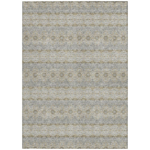 Homeroots 3' Inviting Gold Gray Silver Floral Medallion Washable Area Rug For Indoor Outdoor Spaces 9' X 12' Polyester 578356