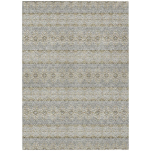 HomeRoots 9' Elegant Silver Gray and Gold Floral Medallion Area Rug for Indoor and Outdoor Spaces, Machine Washable 9' X 12' 578356