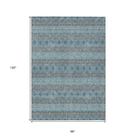Homeroots 3' Inviting Gold Gray Silver Floral Medallion Washable Area Rug For Indoor Outdoor Spaces 8' X 10' Polyester 578361