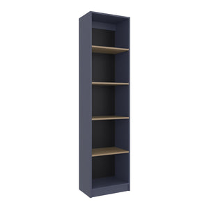 English Elm Home Xs Slim 5-Tier Bookcase in Navy Blue – Space-Saving Particle Board Shelves, Modern Rustic Storage Solution, Easy Assembly B200P378365