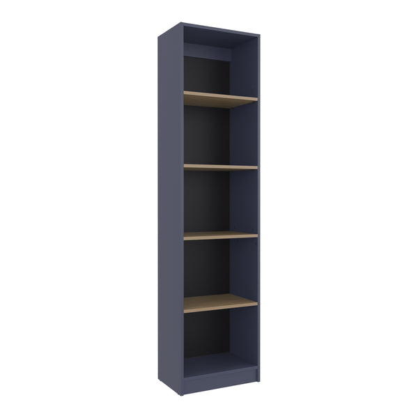 English Elm Home Xs Slim 5-Tier Bookcase in Navy Blue – Space-Saving Particle Board Shelves, Modern Rustic Storage Solution, Easy Assembly B200P378365