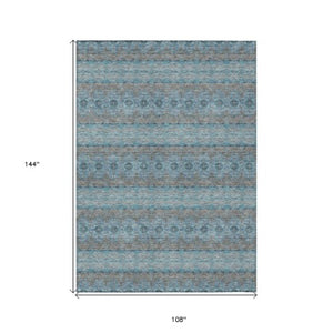 Homeroots 3' Inviting Gold Gray Silver Floral Medallion Washable Area Rug For Indoor Outdoor Spaces 9' X 12' Polyester 578362