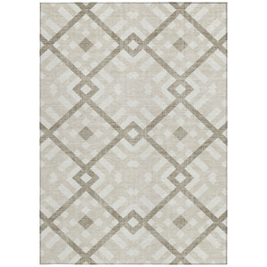 Homeroots 3' Artichoke Green Geometric Washable Area Rug - Perfect For Indoor And Outdoor Spaces, Durable Design 8' X 10' Polyester 578373