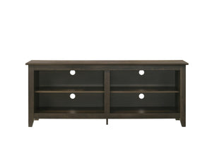 English Elm Tropea 58 Inch Open Shelf Media Console with Oak Finish and Cord Management B2749P413252