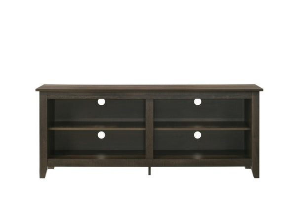 English Elm Tropea 58 Inch Open Shelf Media Console with Oak Finish and Cord Management B2749P413252