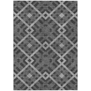 HomeRoots 9' Charcoal Gray and Silver Geometric Area Rug - Durable, Washable Design for Indoor and Outdoor Elegance 9' X 12' 578380