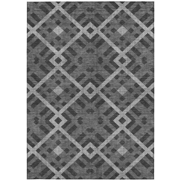 Homeroots 3' Artichoke Green Geometric Washable Area Rug - Perfect For Indoor And Outdoor Spaces, Durable Design 10' X 14' Polyester 578381
