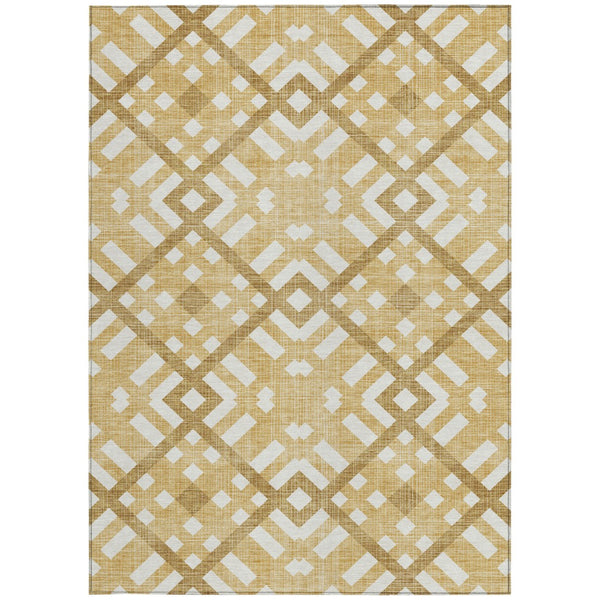 Homeroots 3' Artichoke Green Geometric Washable Area Rug - Perfect For Indoor And Outdoor Spaces, Durable Design 9' X 12' Polyester 578386