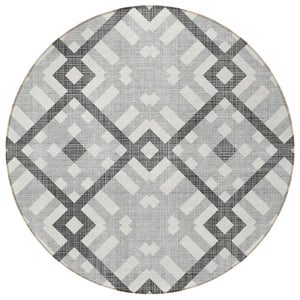 Homeroots 3' Artichoke Green Geometric Washable Area Rug - Perfect For Indoor And Outdoor Spaces, Durable Design 8' Round Polyester 578390