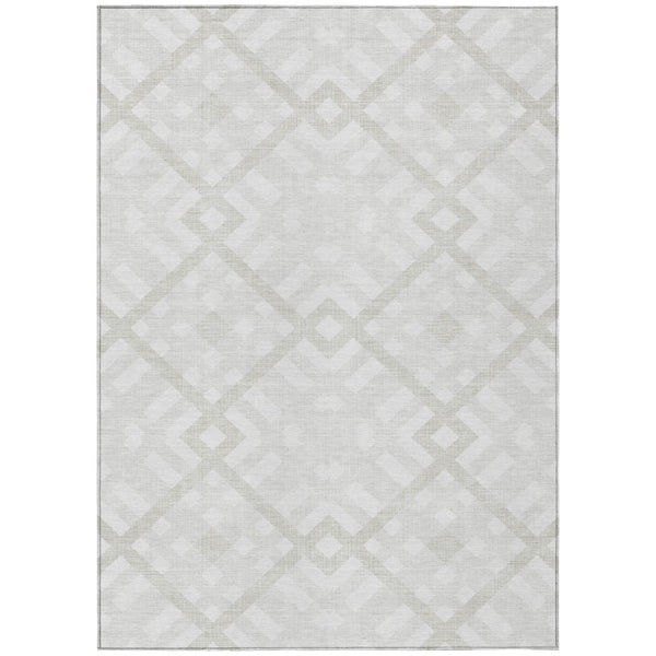HomeRoots 5' Modern Geometric Washable Area Rug in Ivory, Beige & Tan - Durable for Indoor & Outdoor Use 5' X 8' 578395