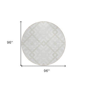 Homeroots 3' Artichoke Green Geometric Washable Area Rug - Perfect For Indoor And Outdoor Spaces, Durable Design 8' Round Polyester 578396