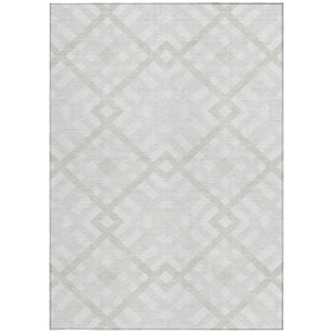 Homeroots 3' Artichoke Green Geometric Washable Area Rug - Perfect For Indoor And Outdoor Spaces, Durable Design 8' X 10' Polyester 578397