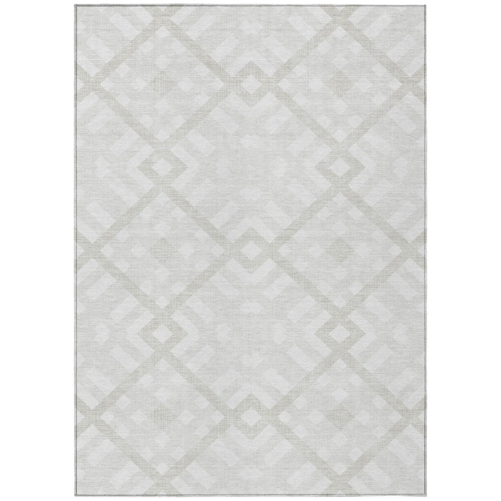 HomeRoots 9' Modern Ivory Beige Tan Geometric Area Rug for Indoor Outdoor Use – Durable, Washable & Stylish 9' X 12' 578398