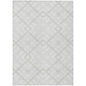 HomeRoots 9' Modern Ivory Beige Tan Geometric Area Rug for Indoor Outdoor Use – Durable, Washable & Stylish 9' X 12' 578398