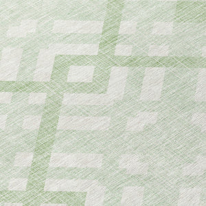 Homeroots 3' Artichoke Green Geometric Washable Area Rug - Perfect For Indoor And Outdoor Spaces, Durable Design 8' Round Polyester 578402