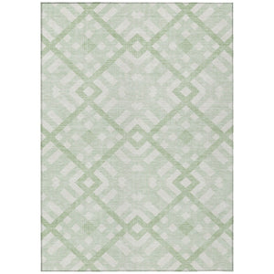 HomeRoots 5' Mint Green and Ivory Geometric Area Rug - Stylish, Washable, Indoor-Outdoor Versatility for Any Space 8' X 10' 578403