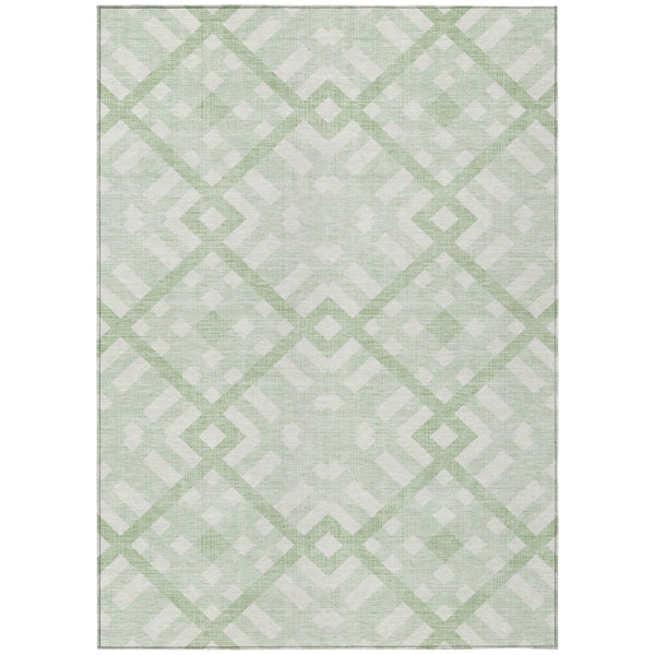 HomeRoots 5' Mint Green and Ivory Geometric Area Rug - Stylish, Washable, Indoor-Outdoor Versatility for Any Space 10' X 14' 578405