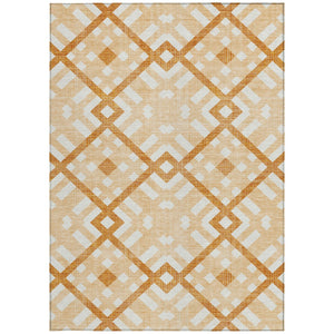 Homeroots 3' Artichoke Green Geometric Washable Area Rug - Perfect For Indoor And Outdoor Spaces, Durable Design 9' X 12' Polyester 578410