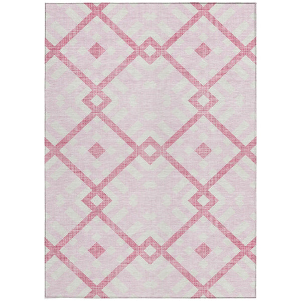 Homeroots 3' Artichoke Green Geometric Washable Area Rug - Perfect For Indoor And Outdoor Spaces, Durable Design 10' X 14' Polyester 578417