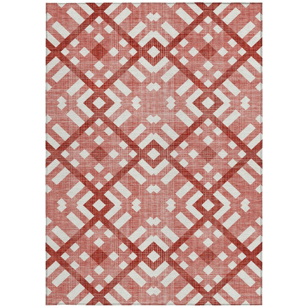 Homeroots 3' Artichoke Green Geometric Washable Area Rug - Perfect For Indoor And Outdoor Spaces, Durable Design 5' X 8' Polyester 578425