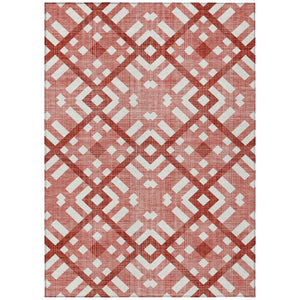 HomeRoots 9' Bold Red and Ivory Geometric Washable Area Rug for Indoor and Outdoor Spaces, Easy Care & Durable 9' X 12' 578428