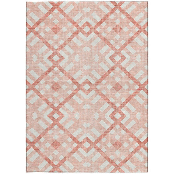 Homeroots 3' Artichoke Green Geometric Washable Area Rug - Perfect For Indoor And Outdoor Spaces, Durable Design 3' X 5' Polyester 578430