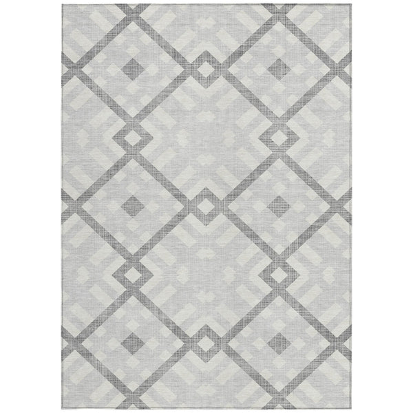 Homeroots 3' Artichoke Green Geometric Washable Area Rug - Perfect For Indoor And Outdoor Spaces, Durable Design 9' X 12' Polyester 578440