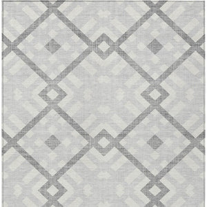 Homeroots 3' Artichoke Green Geometric Washable Area Rug - Perfect For Indoor And Outdoor Spaces, Durable Design 10' X 14' Polyester 578441