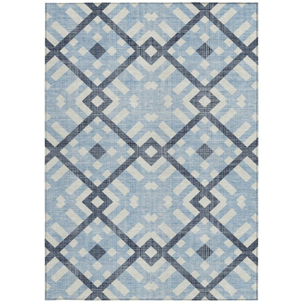 Homeroots 3' Artichoke Green Geometric Washable Area Rug - Perfect For Indoor And Outdoor Spaces, Durable Design 8' X 10' Polyester 578445