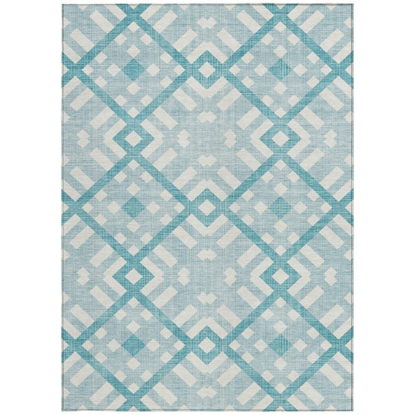 Homeroots 3' Artichoke Green Geometric Washable Area Rug - Perfect For Indoor And Outdoor Spaces, Durable Design 9' X 12' Polyester 578458