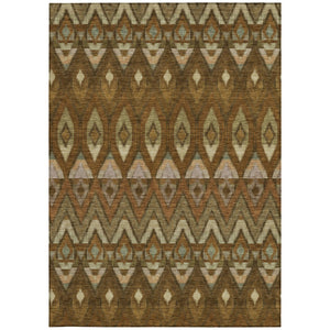 Homeroots 3' Southwestern Washable Indoor Outdoor Area Rug In Brown Beige And Artichoke Green For Versatile Style 8' X 10' Polyester 578463
